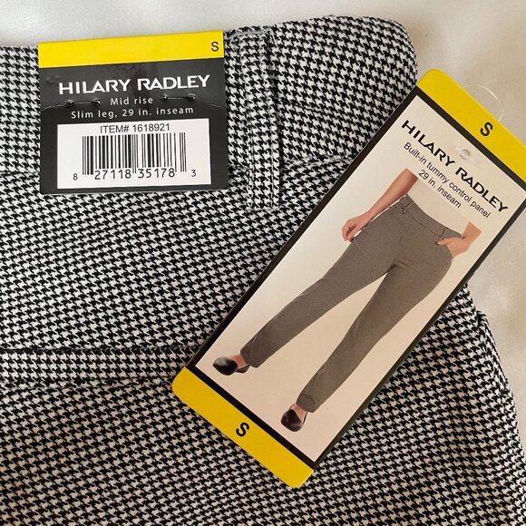 Hilary Radley Houndstooth Ankle Pants Black White Pull on Style Size S - Picture 4 of 8